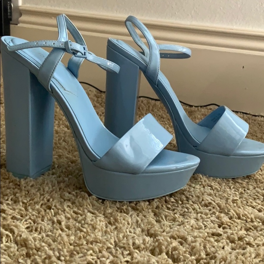 ALDO chunky baby blue heels